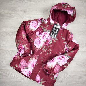 NEW - Children's Place maroon floral print 3-in-1 jacket. Size 7/8